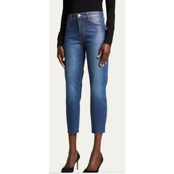 L'Agence El Matador French Slim in Fremont Gold Glitter Coated Ankle Jeans NWt S - Picture 1 of 8